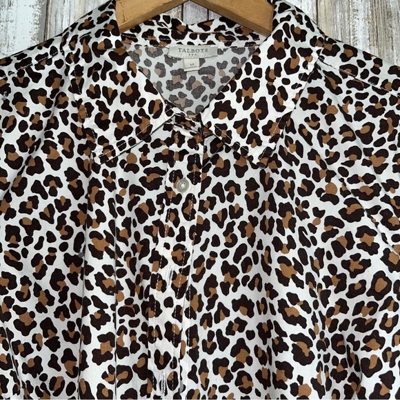 Talbots Leopard Print Cotton Button Down - Picture 2 of 5